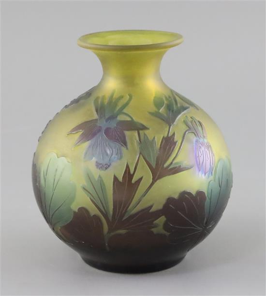 A Galle cameo glass globular vase, c.1910, H. 14.5cm